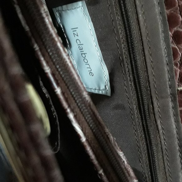 Liz Claiborne Brown Faux Crocodile Leather Purse Bag - Picture 9 of 9